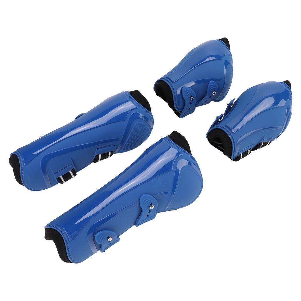 Horse Leg Boots PU Elastic Breathable Thickened Front Hind Horse Leg Protector for TendonBlue Set