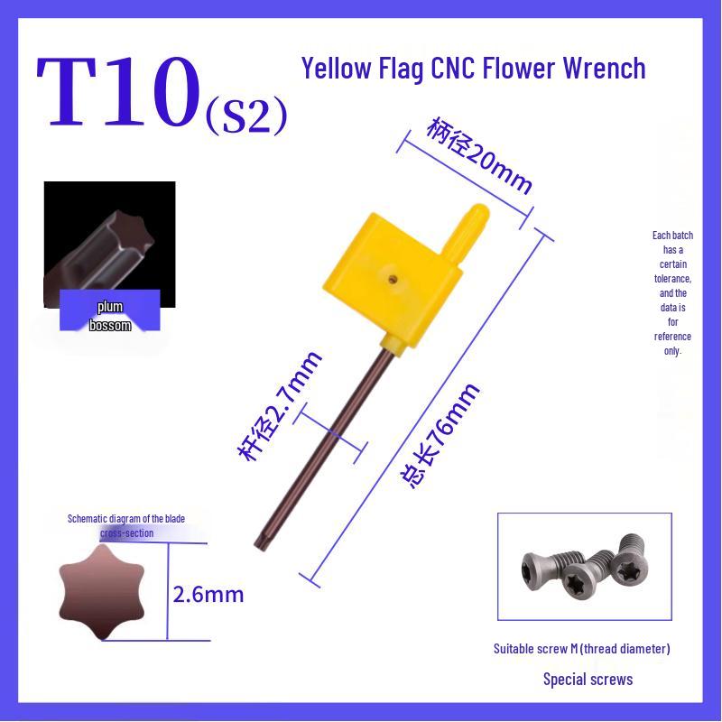 

Imported S2 Alloy Hexalobular Wrench with Color-Coded Yellow and Red Flags