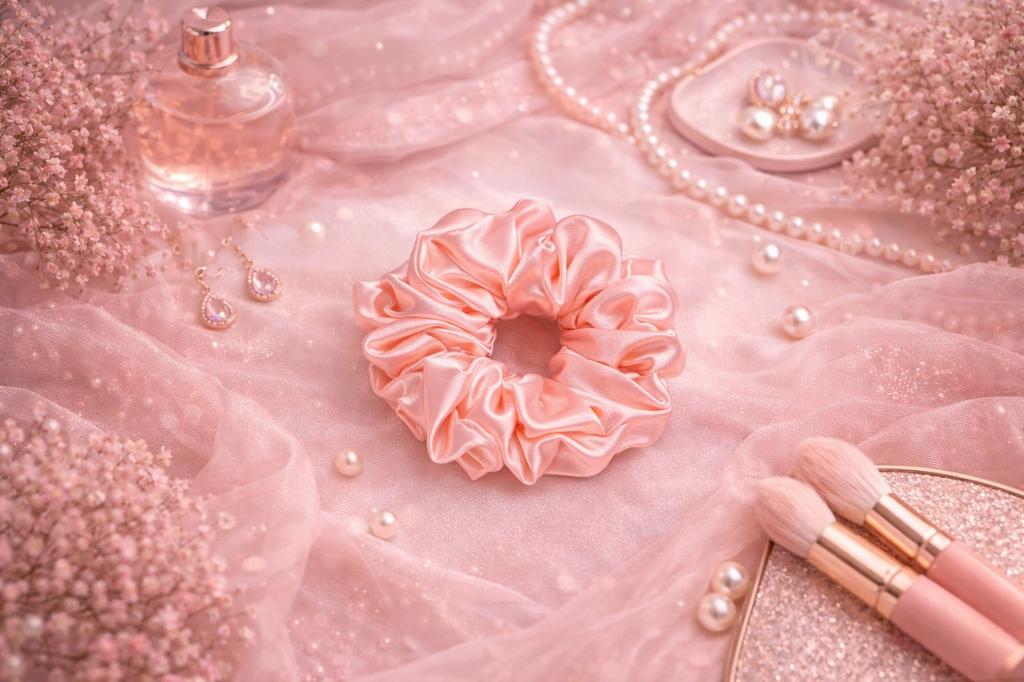 Satin Scrunchies Hair Tie Without Joints 10 Comfortable Pink