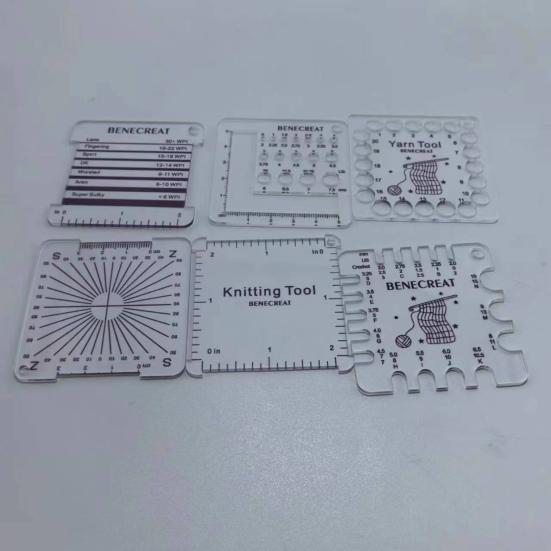 6 Styles Acrylic Knitting Gauge Rulers Crochet Hook And Yarn Wrap Per Inch Guide Knitting Tool for Spinners Yarn Measuring Crochet Accessories