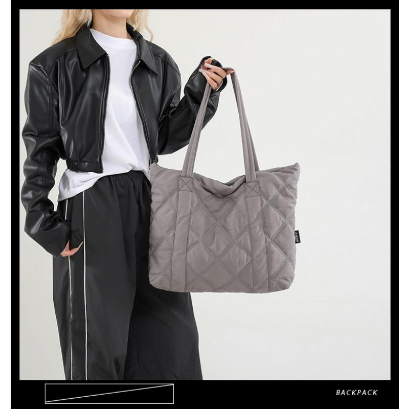 Ladies' Large Capacity Casual Nylon Cloth Shoulder Bag, Solid Color Tote Bag