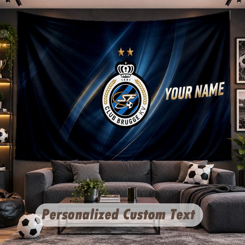 Club Brugge FC Personalized Tapestry Support Custom Name, Wall Art Home Decoration