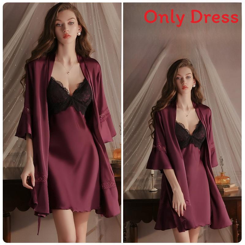Lace Satin Sleepwear Set With V Neck And Sleeveless Design For Women