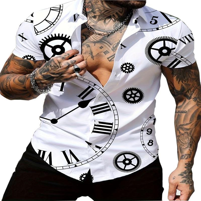 Fashionable and Casual Men's Summer 3D Digital Printed Outdoor Wear, Comfortable Quick Drying Drink and Slim Short Sleeved Shirt