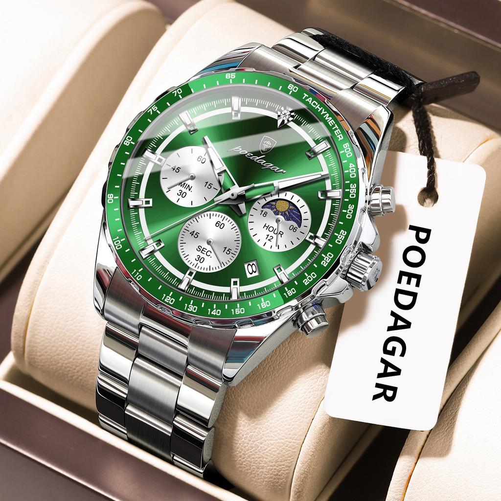 Watch Multi-Function Steel Belt Waterproof Quartz Watch Men'S Watch Luminous