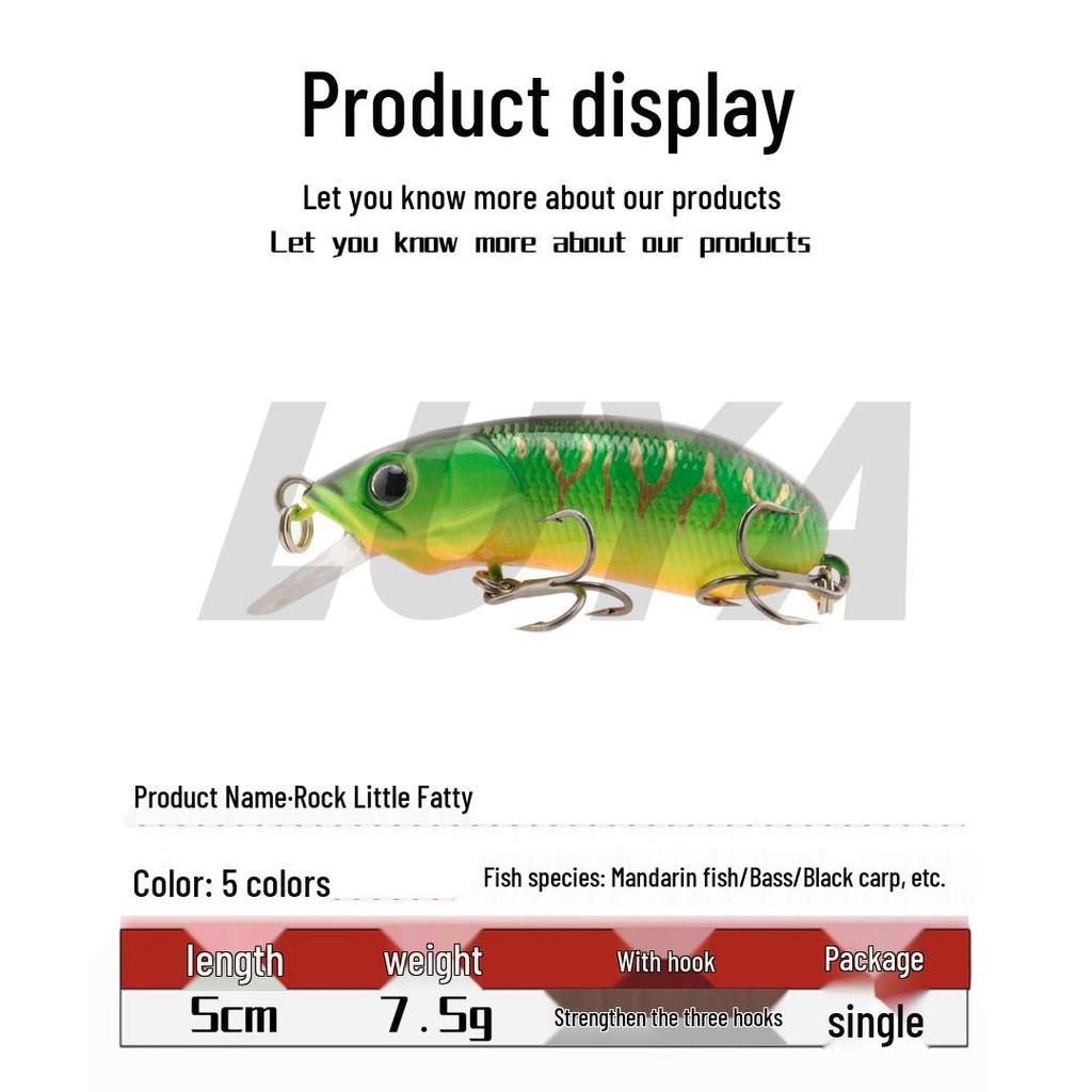 CC50 Rock Little Fatty Lure - 50mm, 7.5g with Alloy Steel Hook and Super Strong Bait