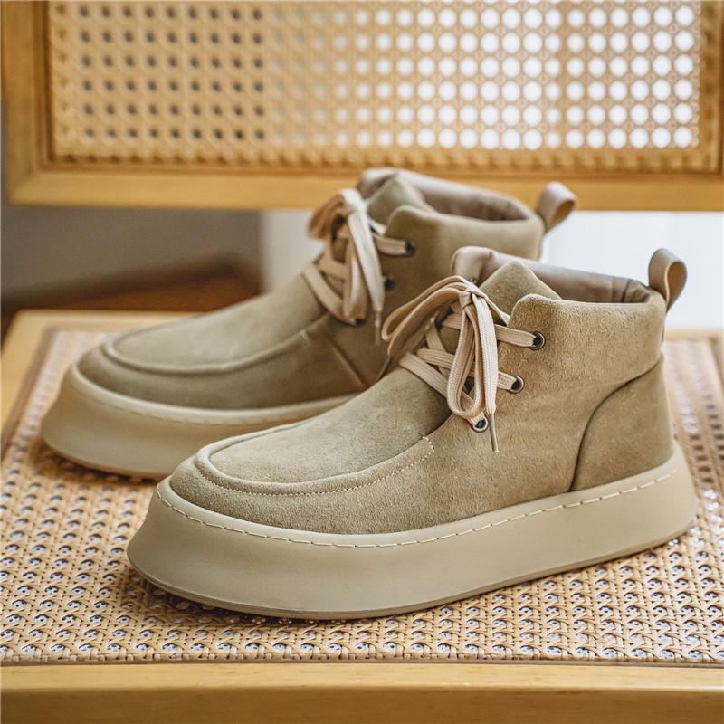 High Top Sneaker Men Designer Winter Plush Warm Snow Boot Fashion Casual Leather Upper Height Increased Flat Platform Board Shoe