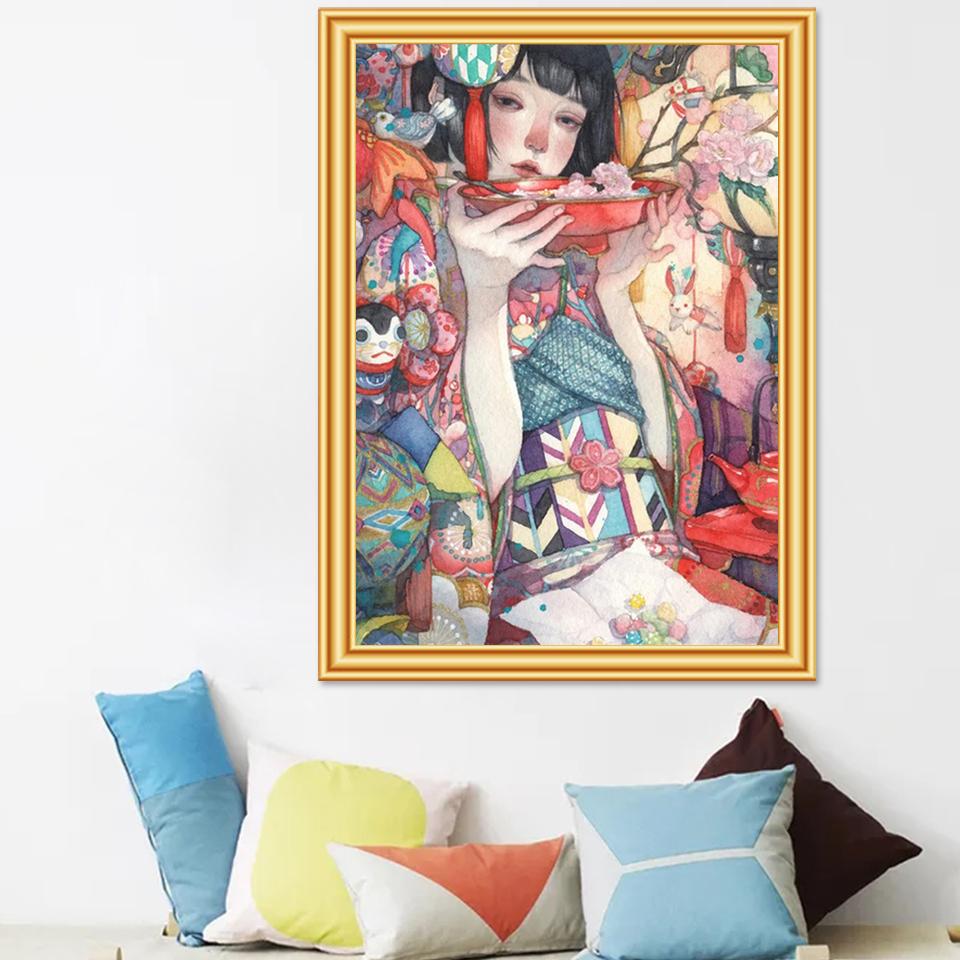 5D DIY Diamond Painting Cartoon Portrait Anime Gril Cross Stitch Set Full Drill Embroidery Mosaic Art Picture Of Rhinestones