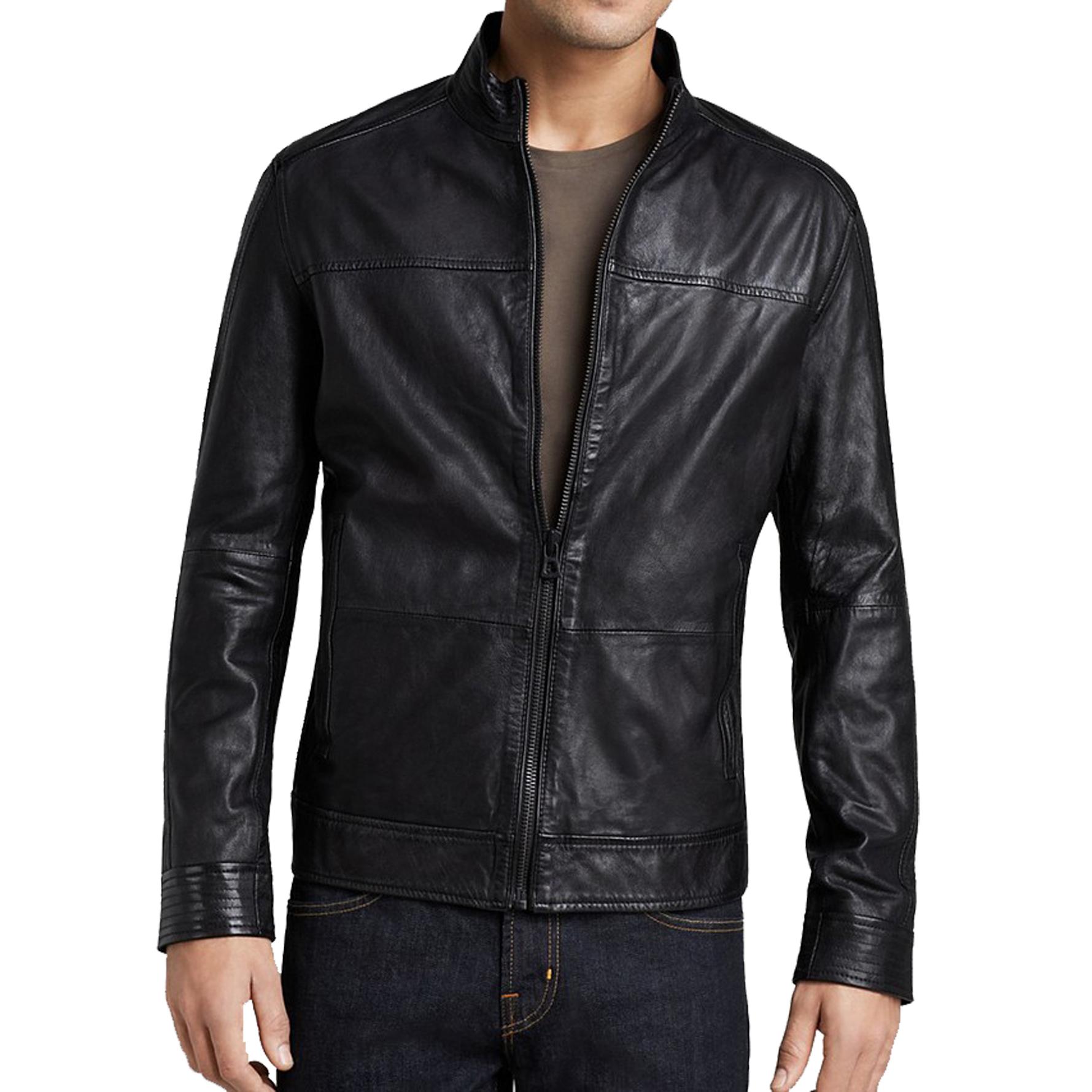 

SkinOutfit Men s Genuine Lambskin Black Leather Jacket Stylish Motorcycle Bomber Biker Outerwear MJ 124 XXL чорний