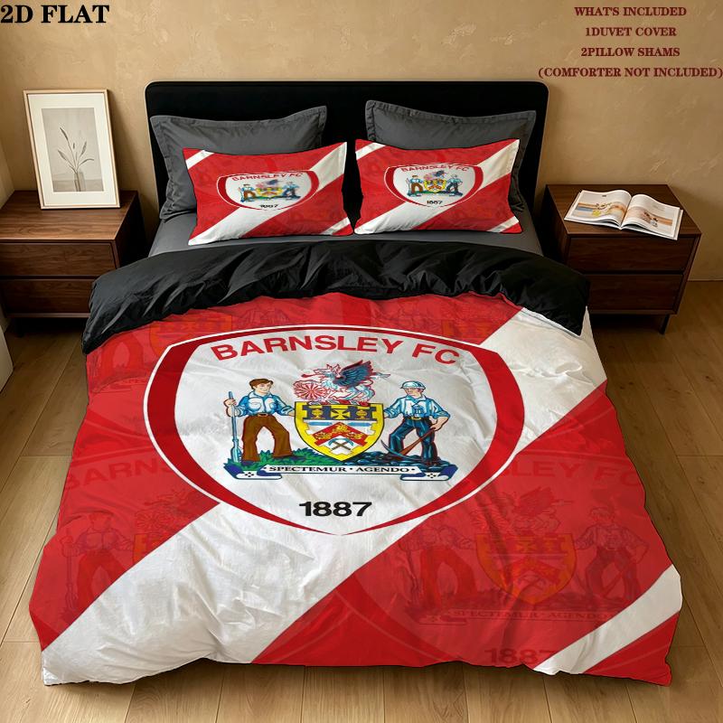 Постельное белье с узором Barnsley FC Комплект одеяла Пододеяльник Наволочка Домашний Декор Подарок на День Рождения (1 * пододеяльник + 2 * наволочка без наполнителя)
