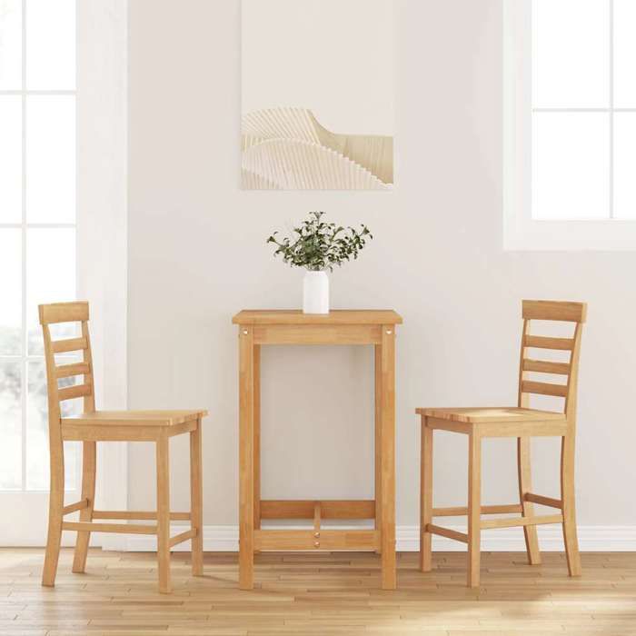 VidaXL Tabourets de bar 2 pcs naturel bois massif d'hévéa, chaise, chaise de bar de cuisine, chaise de restaurant, chaise de 4102540