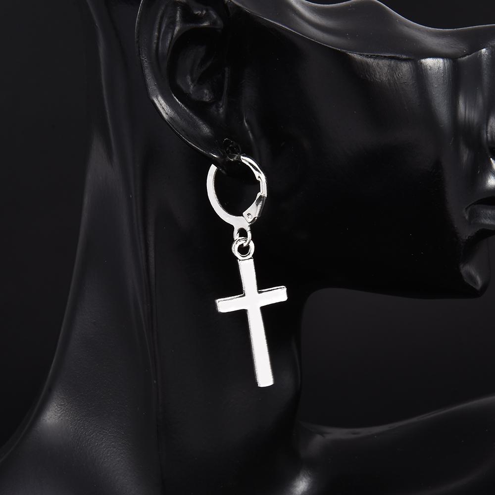 Fashion Men Women Metal Hoop Cross Drop Dangle Ear Studs Earrings Party Punk Earring Zircon Long Earrings