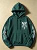 Dark Style Angel Cross Print Hoodie for Men, Double Sleeve ThornPatternDesignDrawstring Hooded Sweatshirt, Streetwear Trendy Versatile Long Sleeve Top