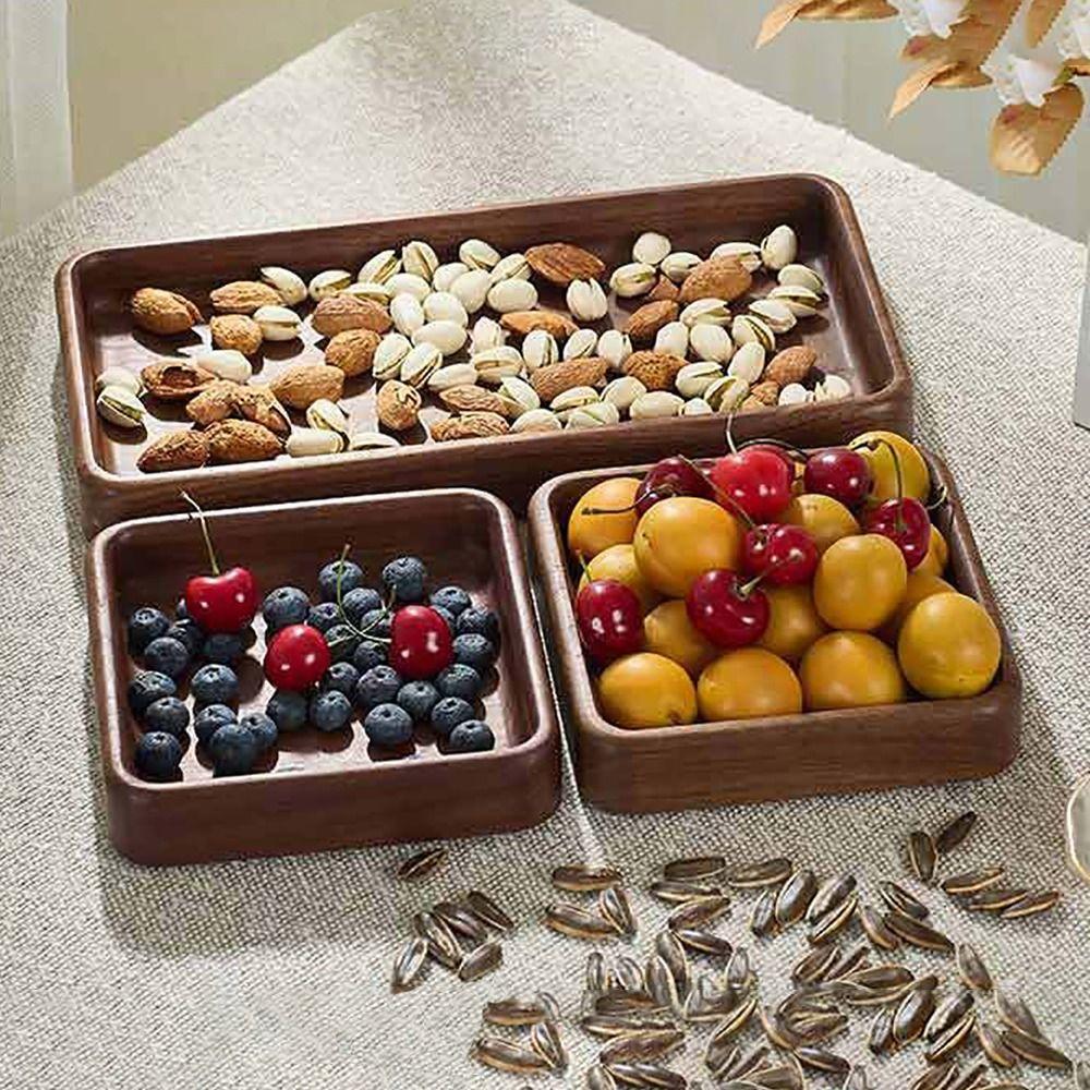 Wooden Snack Tray Japanese Style Fruit Tray Smooth Edge Tea Serving Plate Fruit Serving