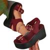 Thick Bottom Women's Wedge Heel Sandals Summer 2025 Buckle Strap Chunky Platform Sandals Woman Fashion Plus Size Beach Sandalias