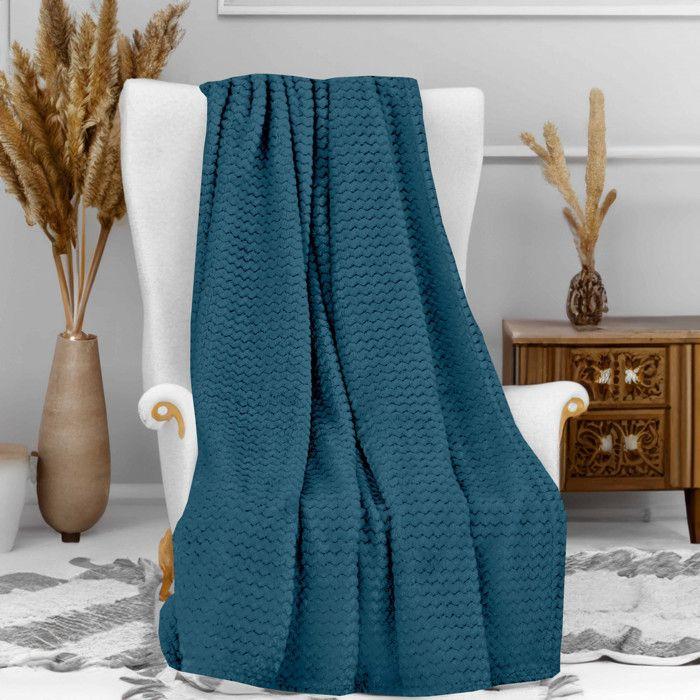 Microfiber Blanket 120x160 Cm COCOONING Duck Blue, by Soleil d'Ocre