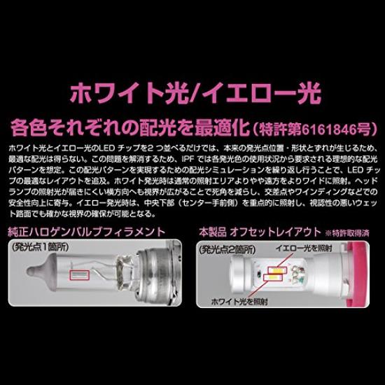 IPF LED Fog Light Made in Japan with Memory Function Bulbs, H8, H11, H16, Two-Color Switching, 50DFLB, [Award Winner]