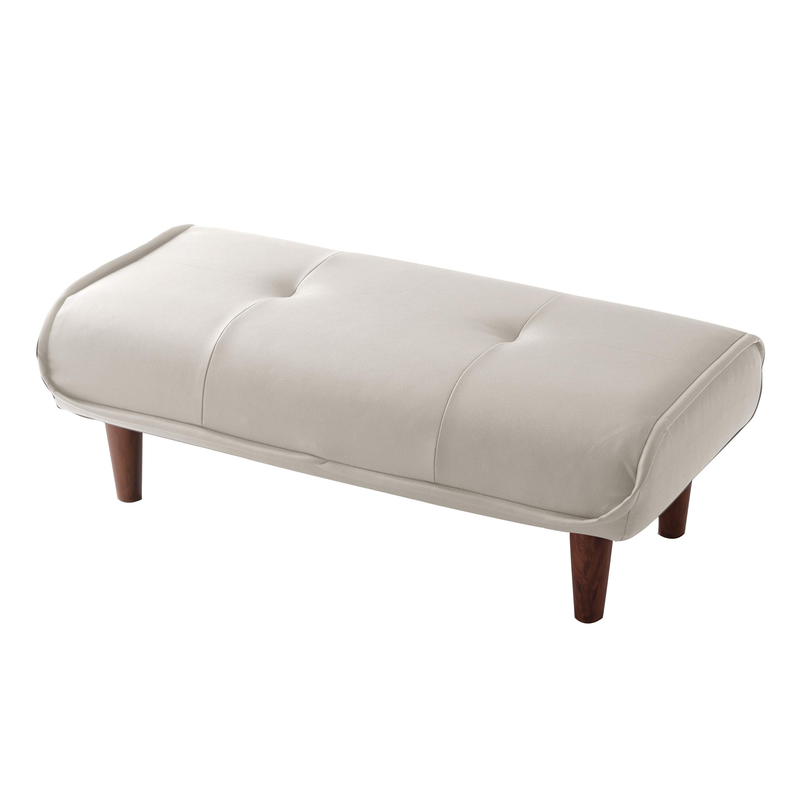 Celtan Ottoman Stool with Waraku no Pocket High Japanese-made Footrest, Kiwami, 2-Seater, Coil, PVC, Ivory, Resilience, A280p-598WH