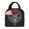 Satanic Occult Satan Skull Dead Goat Head Graphic Insulated Lunch Bag Cooler Thermal Food Box Tote Leakproof Lunch Boxes