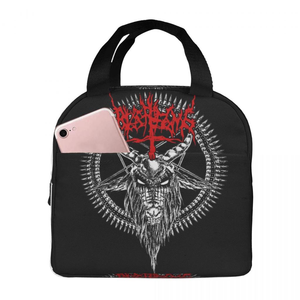 Satanic Occult Satan Skull Dead Goat Head Graphic Insulated Lunch Bag Cooler Thermal Food Box Tote Leakproof Lunch Boxes