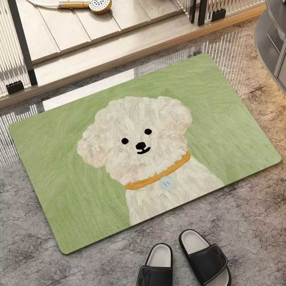 Cute Puppy Carpet AntiSlip Foot Rug Home Decoration Doormat Bedroom Living Room Entrance Door Mat Fashionable and Beautiful