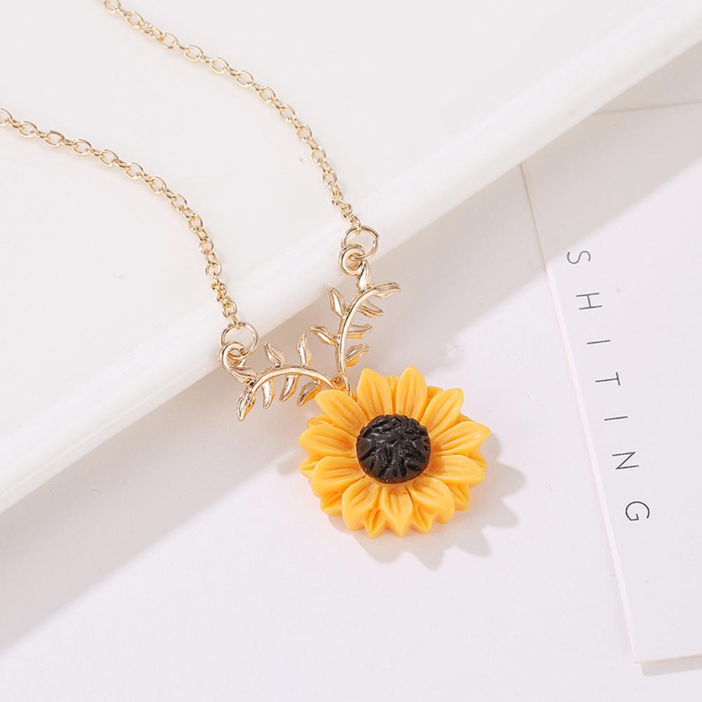 2pcs/set Women Fashion Sunflower Design Necklace Earring Jewelry set
