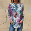 Tee Shirts For Women Casual Round Neck Long Sleeve Shirts Christmas Printing Top Pullover