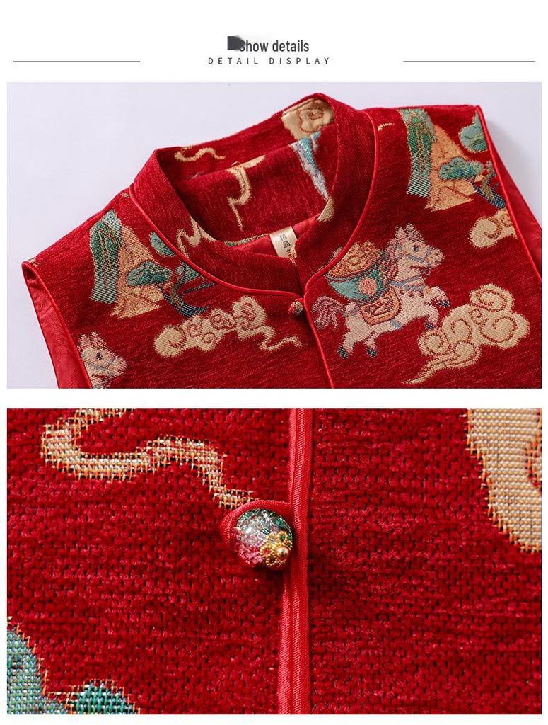 Women's Warm Fur-Trimmed Vest: New Chinese National Style Winter Arrival for Mid-to-Older Age.