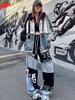 European-Style Women's Spring 2026 Patchwork Denim Windbreaker Jacket with Letter Print