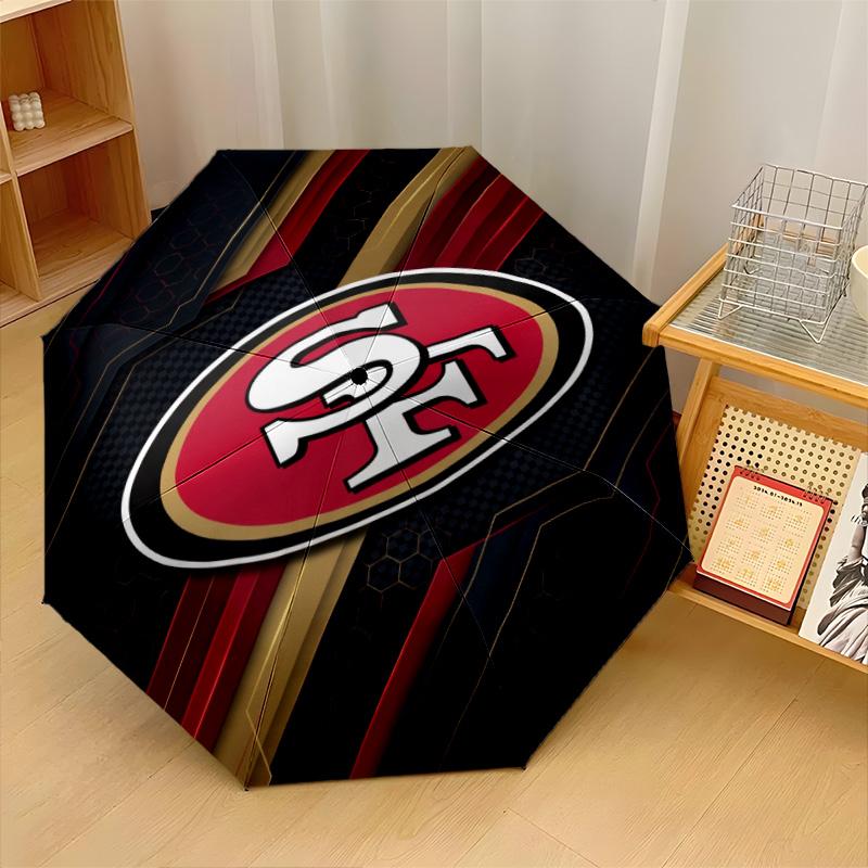 San Francisco 49ers Print Auto 8?Ribs Folding Umbrella Wind Resistant Lightweight Automatic Umbrella For Daily Travel