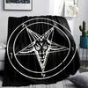 1PC Satan Symbol Print Flannel Blanket, High Quality All Seasons, Home Decor, Warmth and Comfort, Perfect for Christmas Gifts