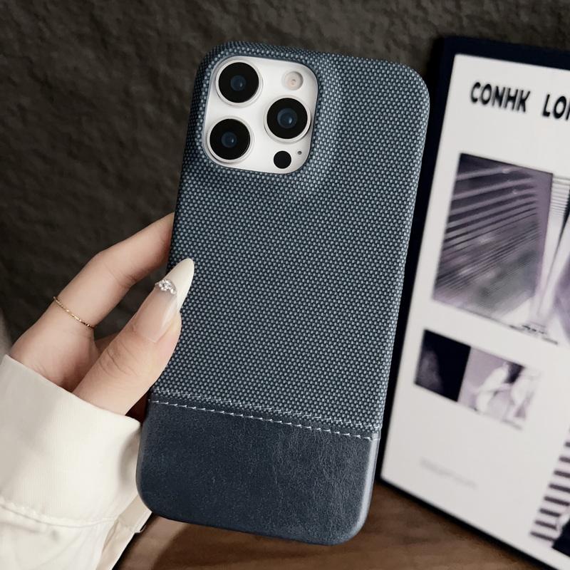 For iPhone 16 Pro Max 15 Pro 14 Plus 13 12 Shell Cover Luxury Splicing Leather Hard PC Shockproof Slim Phone Case