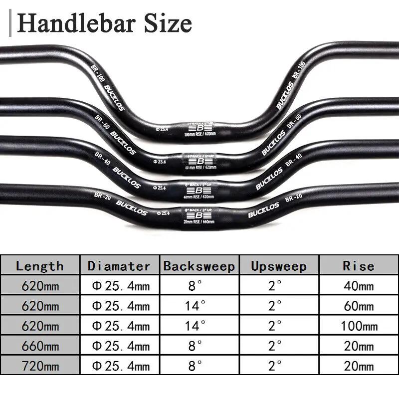 BUCKLOS Manubrio MTB 580/620/720/780MM Manubrio a Rondine per Bicicletta 25.4MM 31.8MM Manubrio per Mountain Bike in Alluminio Riser Bar