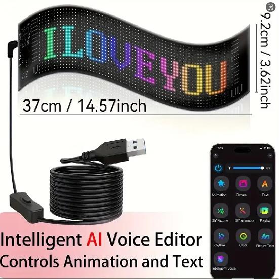 AI voice control Demon Eyes Car LED Display Programmable Flexible LED Display Soft Sign Board Pixel Custom Led Panel Christmas