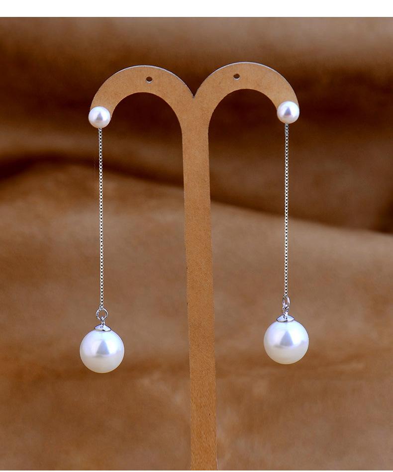 925 Silver Long Pearl Earrings for Women Ladies Statement Jewelry Korean Earrings Pendientes Brincos