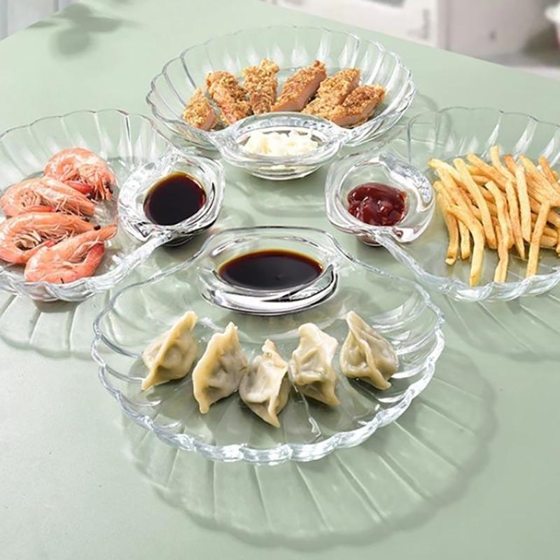 1Pc Shell Dishtransparent Dumpling Plate With Vinegar Discs Vinegar Dishes Sushi Breakfast Dried Fruit Snack Shell Spitting Dish