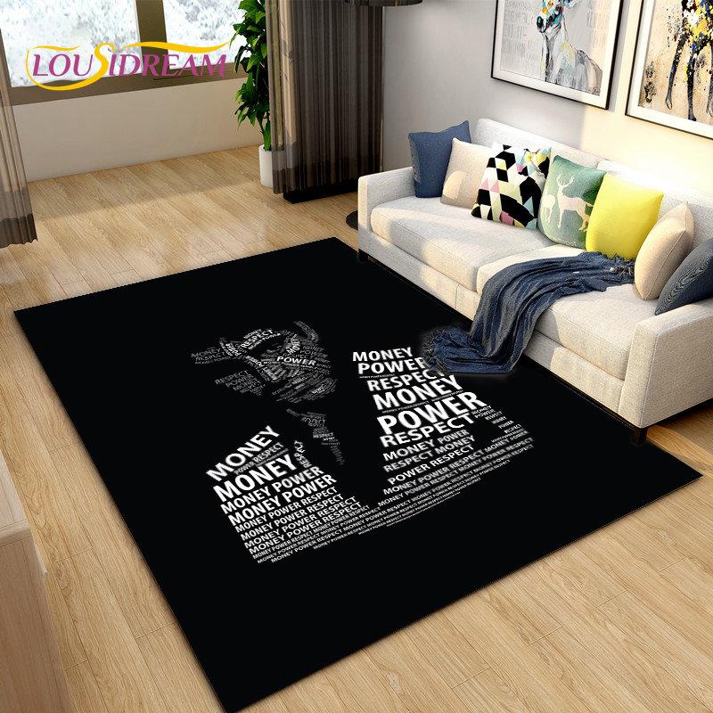 Film Scarface 3D tisk koberec velký, koberec do obývacího pokoje, ložnice, pohovky, rohožky, dekorace, dětské hrací protiskluzové rohožky