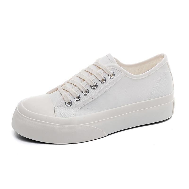 canvas shoes female cute style thick-soled versatile ugly cute big head student low-top board shoes new little white shoes