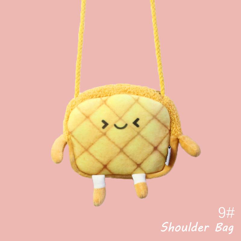 Cute Bread Toast Plush Shoulder Bag Coin Purse Handbags Storage Crossbody Tote