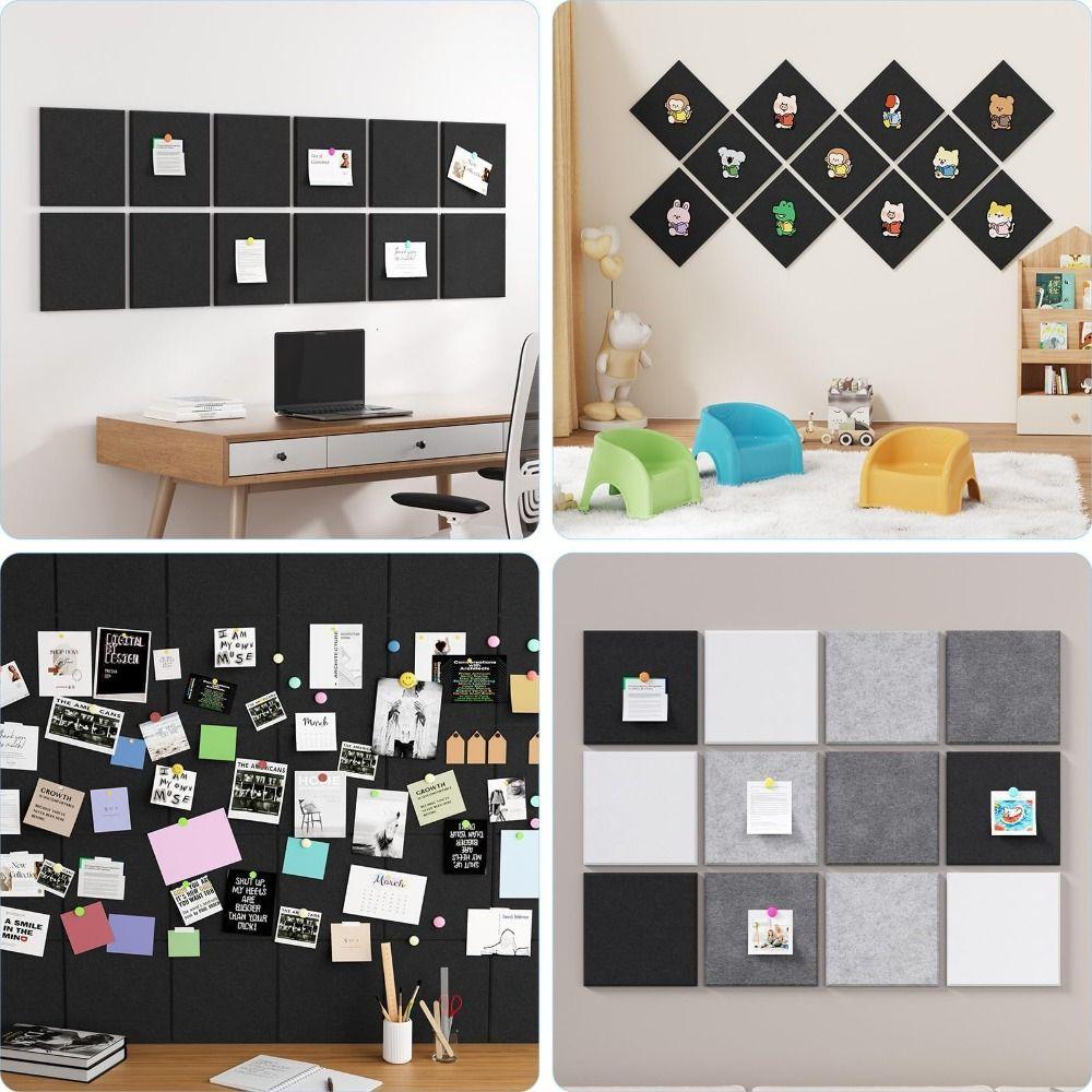 Felt Acoustic Panel Self Adhesive Wall Tiles Sticker Smooth Surface Bulletin Board  for Home Office