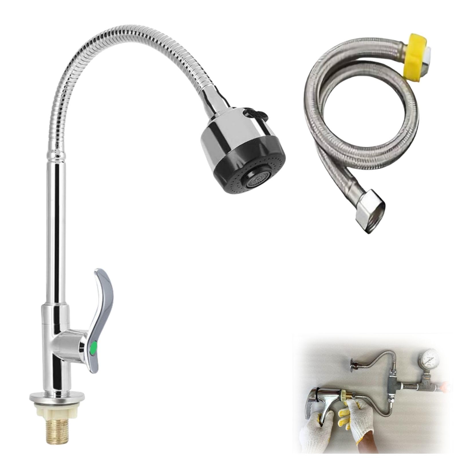 

commercial kitchen for washing with swivel and lever Shower-type deck-mounted single-handle faucet, faucet, dishes, adjustment.