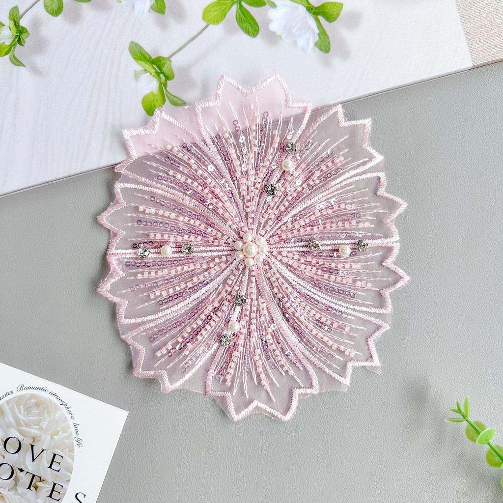 Exquisite Multi-Color Handmade Beaded Rhinestone Embroidered Flower Dress Top Bag Decorative Cloth Sticker Accessories