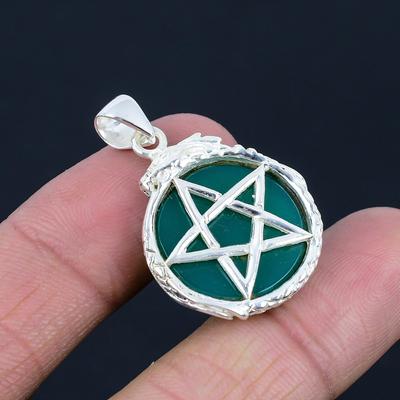 Natural Green Onyx Gemstone Pendant, 925 Sterling Silver, Star Pendant, Handmade Pendant Jewelry Gift For Valentine's Day