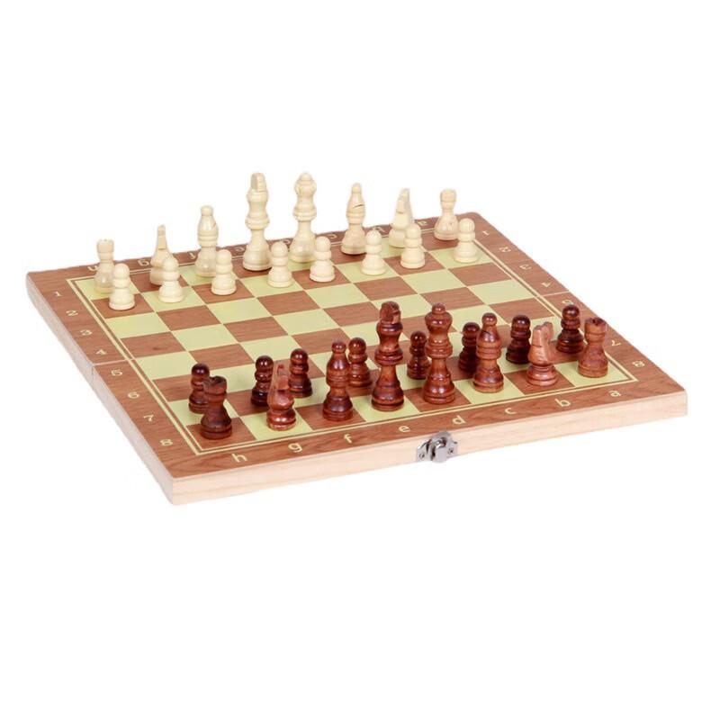 Brangdy 3-in-1 Wooden Non-Magnetic Chess & Board Game Set