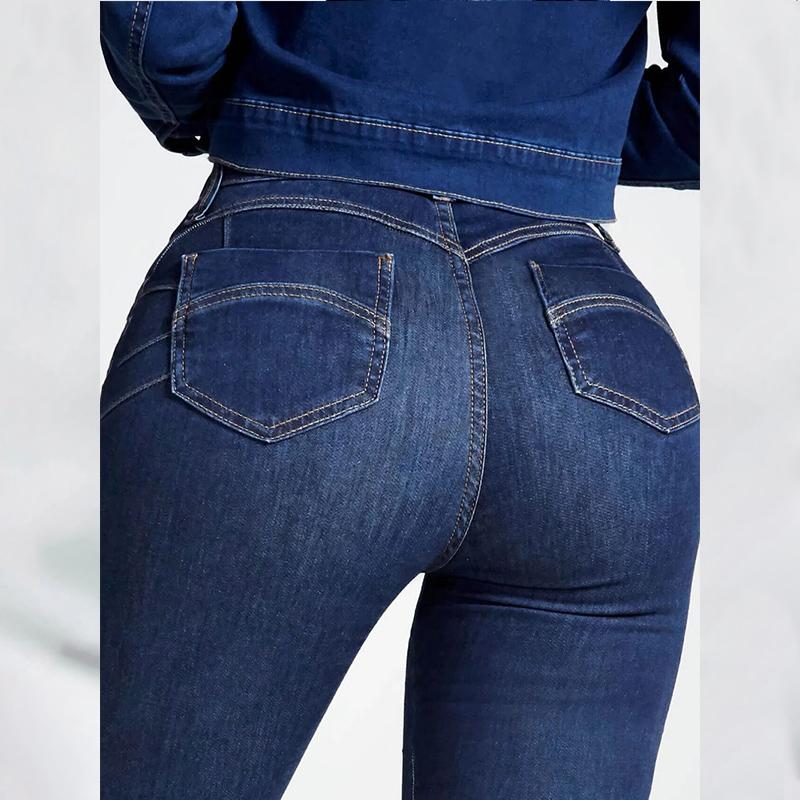 European and American Spring Slim Fit Skinny Pants Elastic High Waist Jeans Women's Trousers