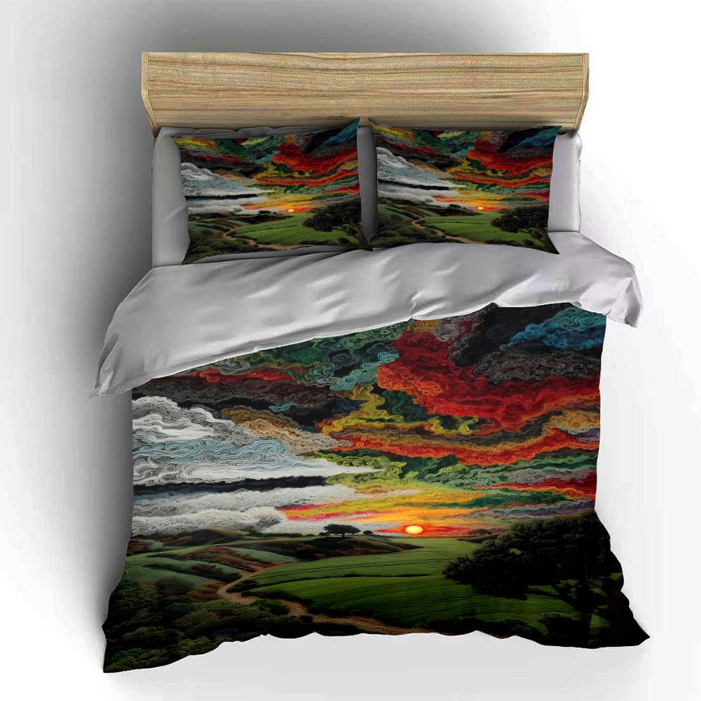 Colorful Abstract Landscape Pattern. Bedding Sets Duvet Cover Sets Duvet Covers Pillowcases(1 * Duvet Cover 2 * Pillowcases, Without Duvet Insert)