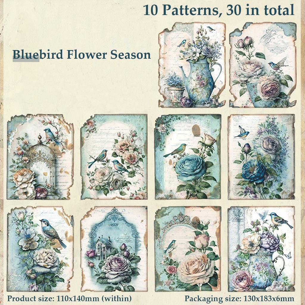 30 Sheets Vintage Scrapbook Paper Retro Aesthetic Decorative Materials Art Collage Handbook Material Paper Handmade DIY Crafts