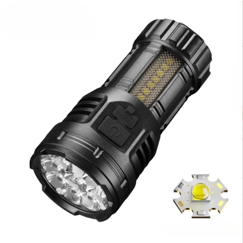 

Мини-фонарик с 9 светодиодами и боковыми огнями, портативный, перезаряжаемый, светодиодный фонарь из АБС-пластика, встроенный аккумулятор, мощный фонарь, 4 режима освещения 600LM,1PC