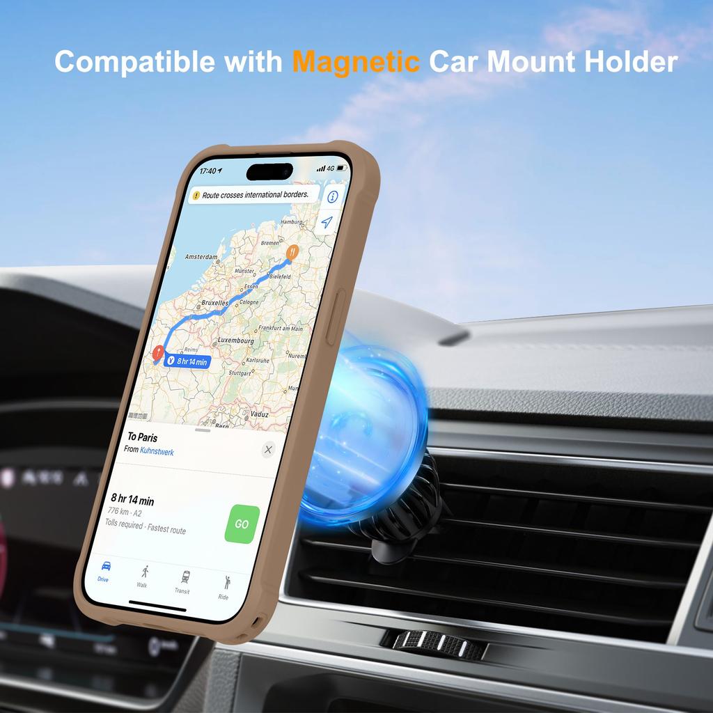 For iPhone 16 Pro Max Case Compatible with MagSafe Kickstand TPU+PC Shockproof Phone Back Cover