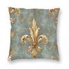 Vintage Fleur De Lis Square Pillowcase Polyester Linen Velvet Creative Zip Decorative Bed Cushion Cover 18"